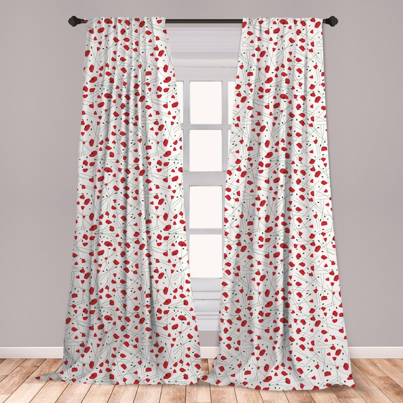 Poppy Floral Room Darkening Rod Pocket Curtain Panels 